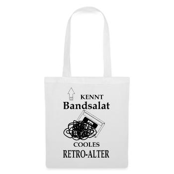 Bandsalat Retrokassette Kassette Retro - Stoffbeutel - Weiß - Vorne