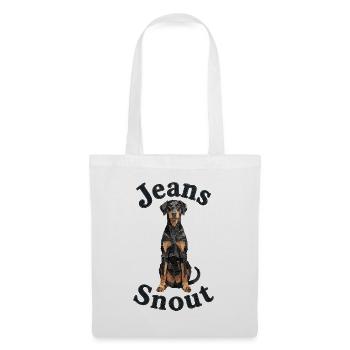 Schwarzer Dobermann im Jeansflicken-Stil - Stoffbeutel - Weiß - Vorne