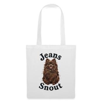 Brauner Spitz im Jeansflicken-Stil - Stoffbeutel - Weiß - Vorne