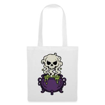 Hexenkessel Rauch Totenkopf Magic Gothic Shirt - Stoffbeutel - Weiß - Vorne