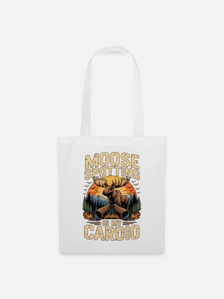 Vintage Moose Spotting Is My Cardio - Stoffbeutel - Weiß
