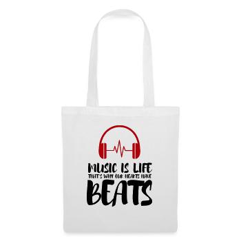 La musique, c’est la vie et c’est pourquoi la vie bat - Sac en tissu - blanc - Devant