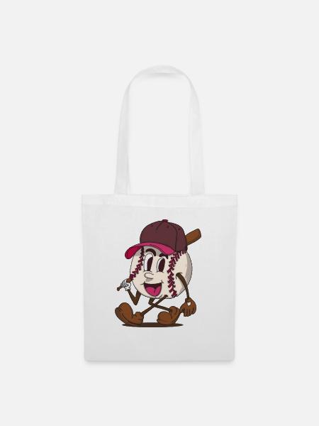 Baseball Batter funky Retro-Zeichentrickfigur - Stoffbeutel - Weiß