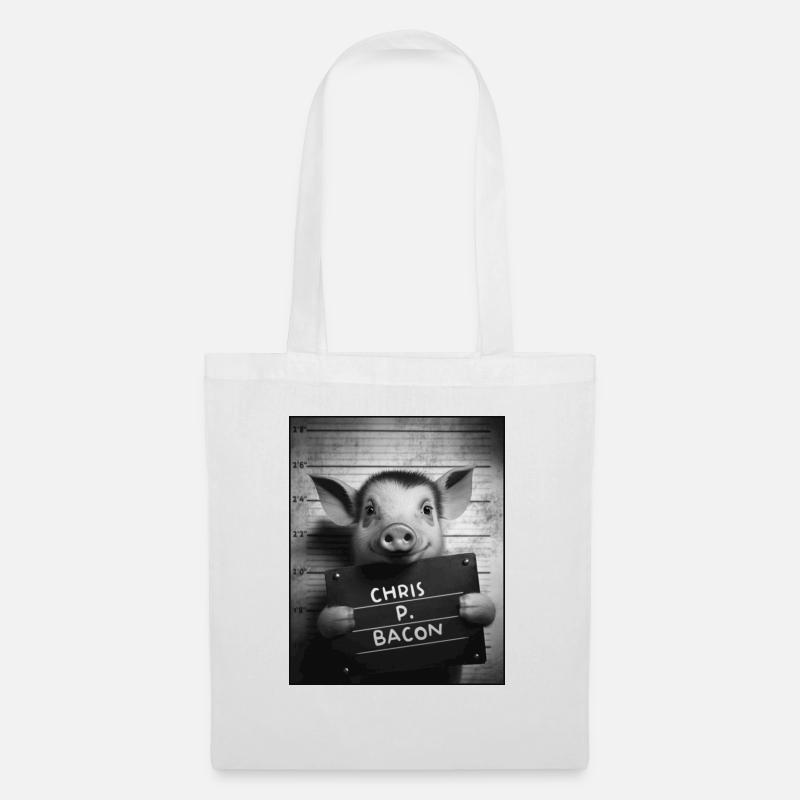 Pig Mugshot - Chris P. Bacon - Stoffbeutel - Weiß