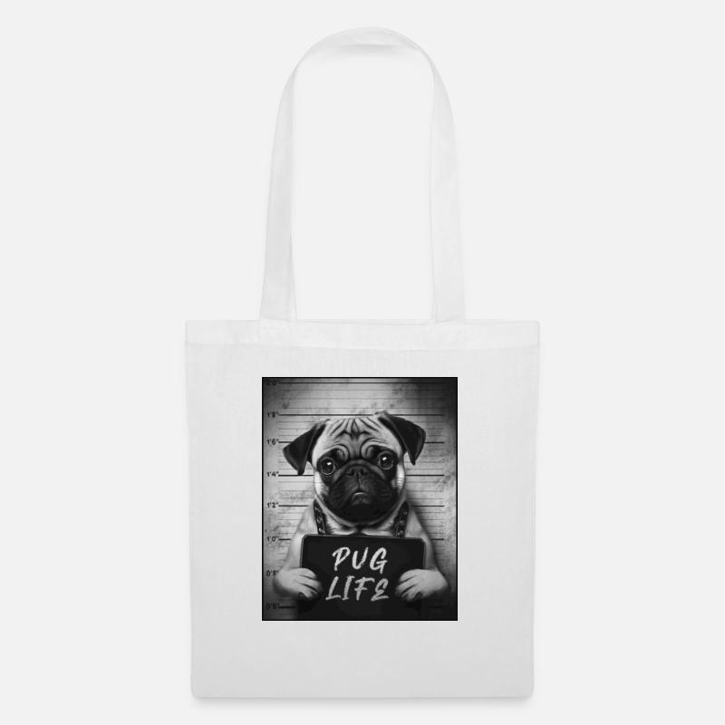 Pug Mugshot - Pug Life - Stoffbeutel - Weiß