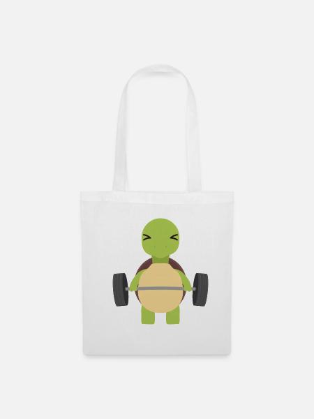 Fitness Gym Workout Deadlifts Gewichtheben Turtle - Stoffbeutel - Weiß