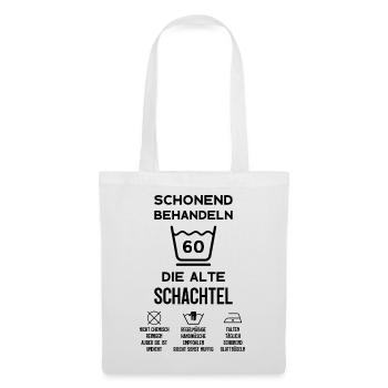 60. GEBURTSTAG ALTE SCHACHTEL SCHONEND BEHANDELN - Stoffbeutel - Weiß - Vorne