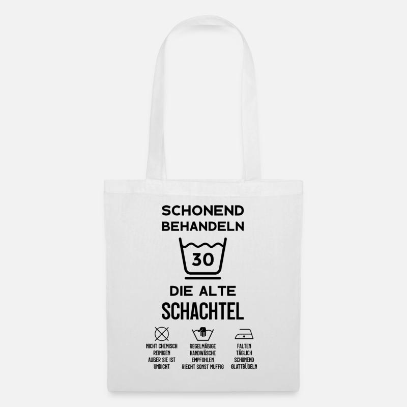 30. GEBURTSTAG SCHONEND BEHANDELN ALTE SCHACHTEL - Stoffbeutel - Weiß
