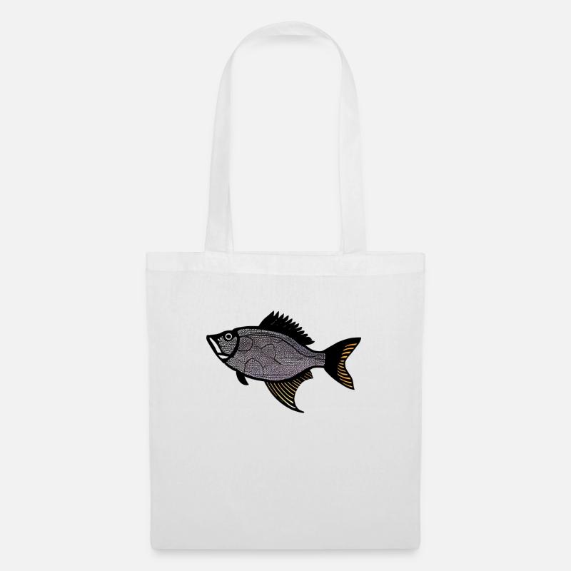 Roter Trommler Fisch (Redfish) - Stoffbeutel - Weiß