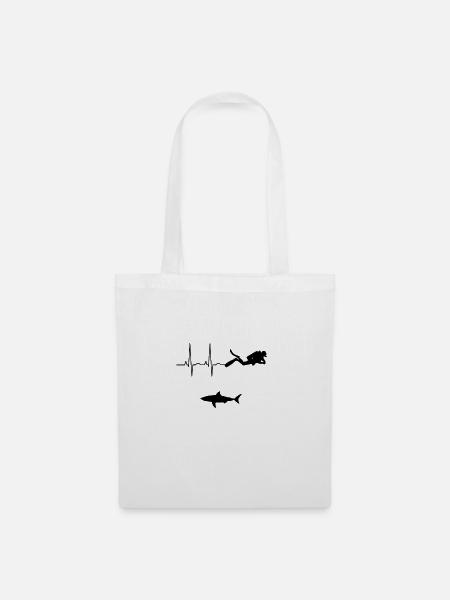 Taucher Tauchen Hai Unterwasser Geschenk Idee - Stoffbeutel - Weiß