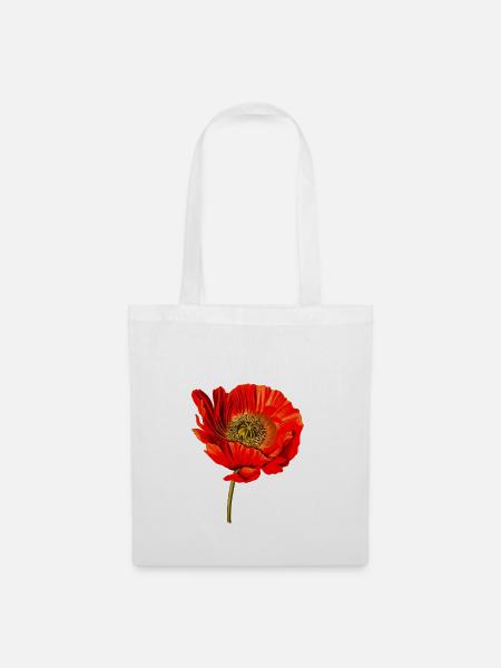 Mohn Blume - Stoffbeutel - Weiß