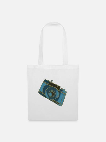 Kameramotiv Retro Blau - Stoffbeutel - Weiß