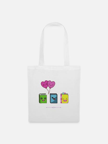 Kawaii Bücher - Stoffbeutel - Weiß