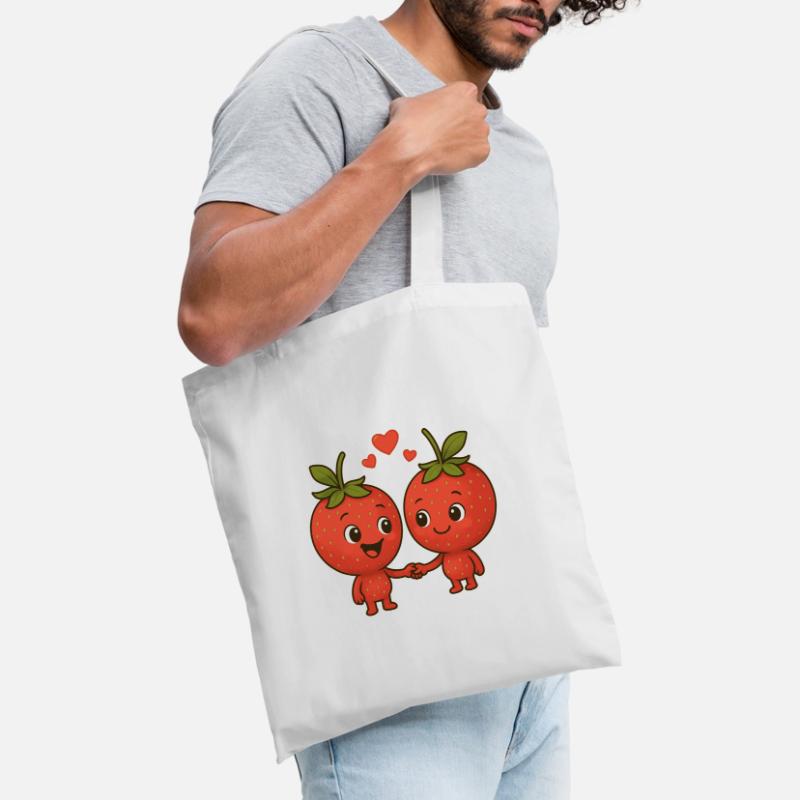 Fraises avec cœurs Sac en tissu