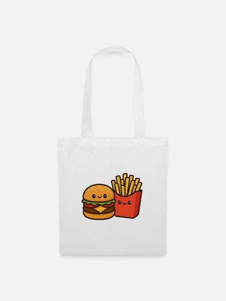 Kawaii Burger & Fries Duo - Tote Bag - white