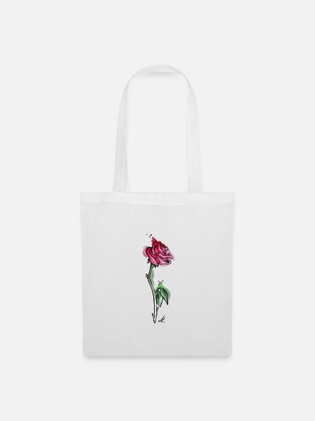 Rose - Stoffbeutel - Weiß