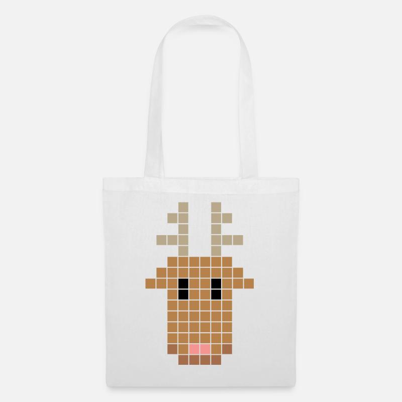 pixel rentier - Stoffbeutel - Weiß