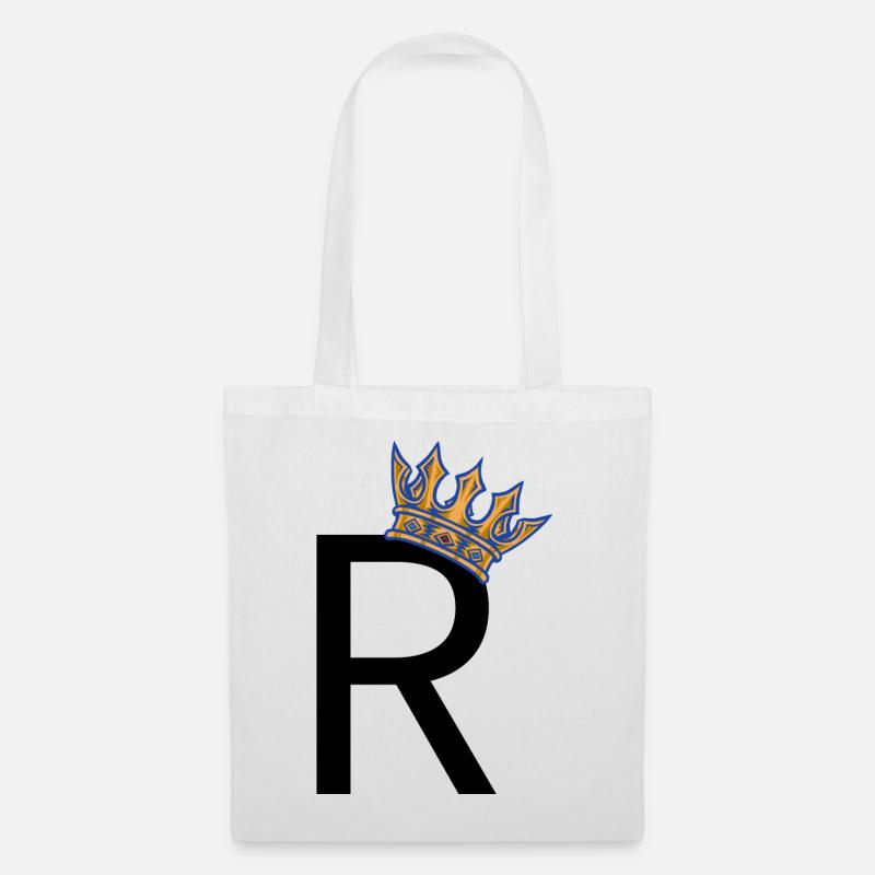 R mit Krone – Royal Typo Design - Stoffbeutel - Weiß
