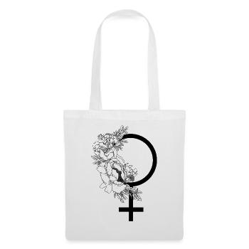 Venussymbol mit Blumen | Black || Annie. - Stoffbeutel - Weiß - Vorne