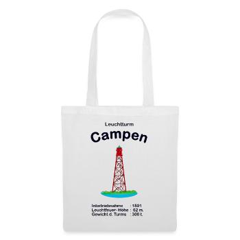 Leuchtturm Campen an der Nordsee Zeichnung - Stoffbeutel - Weiß - Vorne