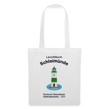 Leuchtturm grün-weiß Schleimünde Ostsee, Zeichnung - Stoffbeutel - Weiß - Vorne
