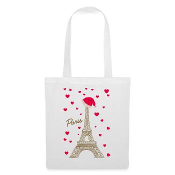 Eiffelturm Paris in der Weihnachtszeit - Stoffbeutel - Weiß - Vorne