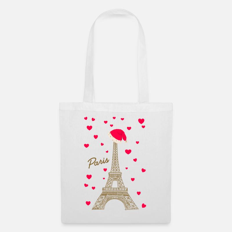 Eiffelturm Paris in der Weihnachtszeit - Stoffbeutel - Weiß