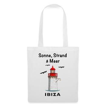 Ibiza Hafen, Leuchtturm, Sonne, Strand und Meer - Stoffbeutel - Weiß - Vorne