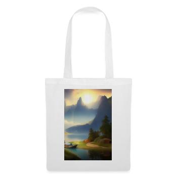 Landscape with lake, boat and mountains - Tote Bag - white - Front