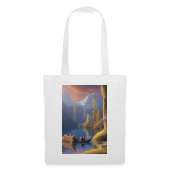 Landscape with lake, boat and mountains - Tote Bag - white - Front
