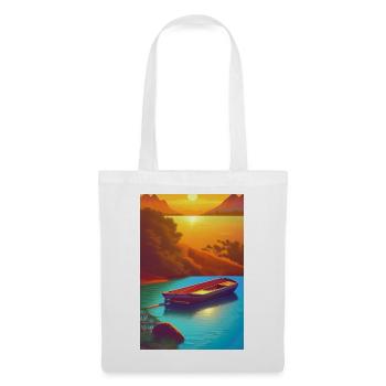 Landscape with lake, boat and mountains - Tote Bag - white - Front
