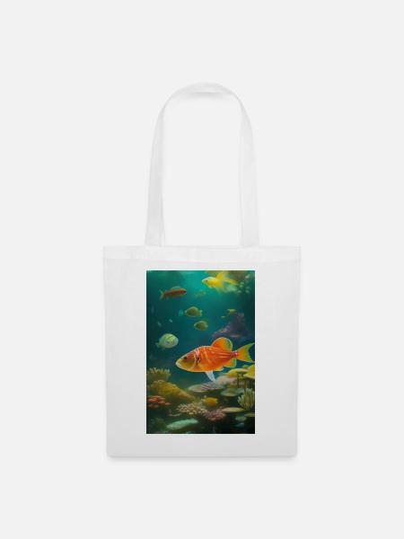 Fische, Aquarium - Stoffbeutel - Weiß