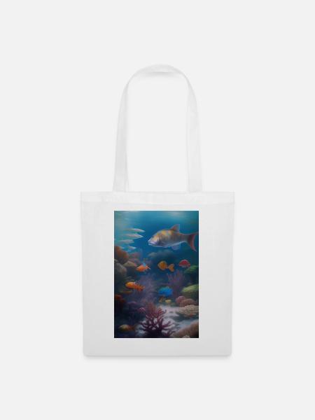 Fische, Aquarium - Stoffbeutel - Weiß