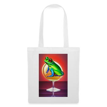 Frosch auf Glas - Stoffbeutel - Weiß - Vorne