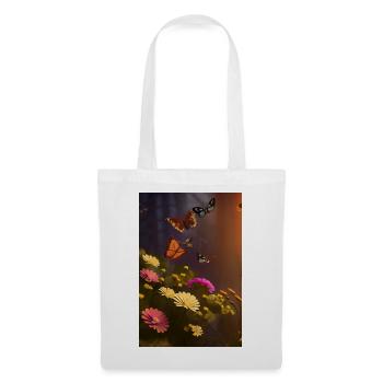 Fleurs et papillon - Sac en tissu - blanc - Devant