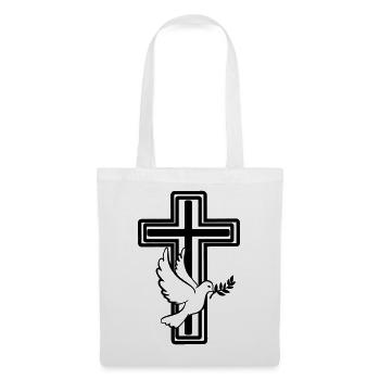 Kreuz mit Taube - Stoffbeutel - Weiß - Vorne