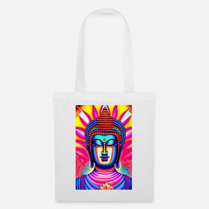 Buddha aus Metall - Stoffbeutel - Weiß