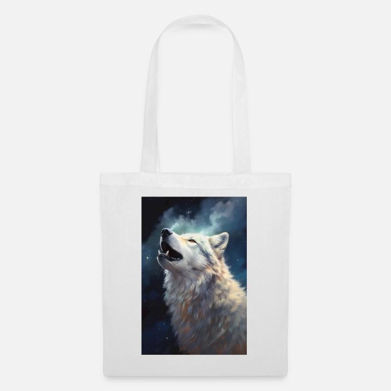 Heulender weißer Wolf - Stoffbeutel - Weiß