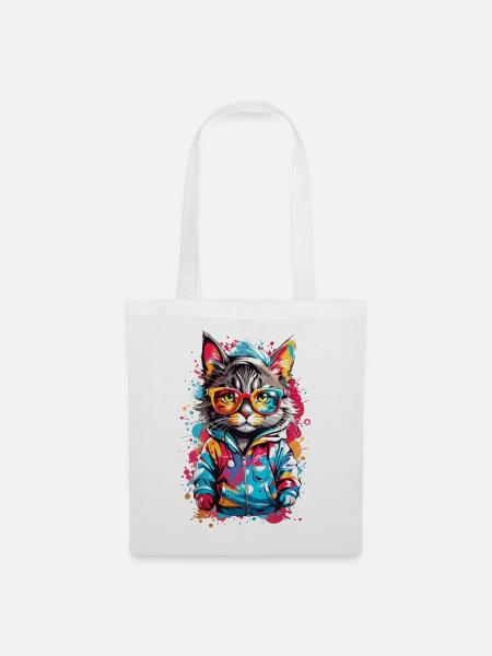 Coole Katze - Stoffbeutel - Weiß