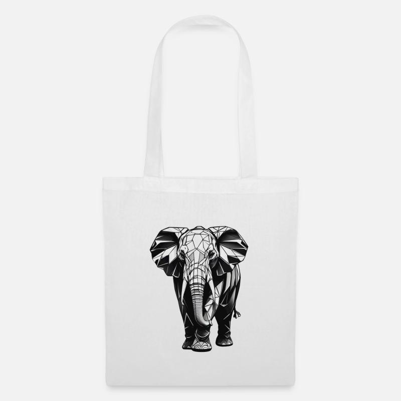Geometric Style Elephant - Tote Bag - white