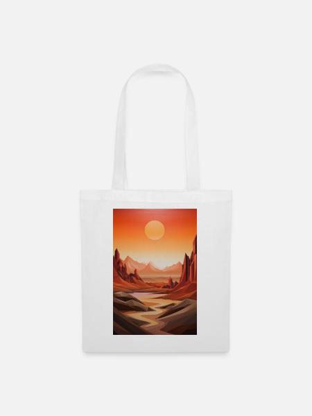 Wüstenlandschaft mit Sonnenuntergang - Stoffbeutel - Weiß