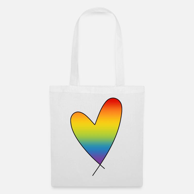 Regenbogen Herz Regenbogenfarben CSD Pride Month - Stoffbeutel - Weiß