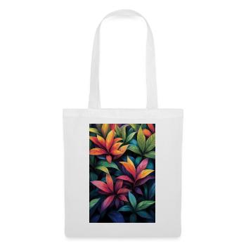 Motif de feuilles tropicales néon - Sac en tissu - blanc - Devant