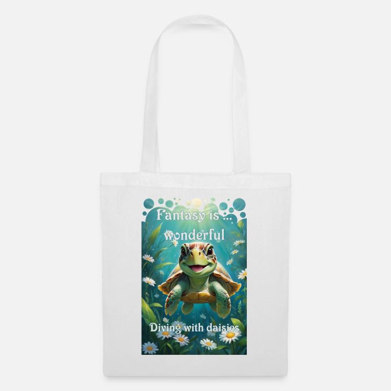 Unter Wasser Schildkröte taucht mit Gänseblümchen - Stoffbeutel - Weiß