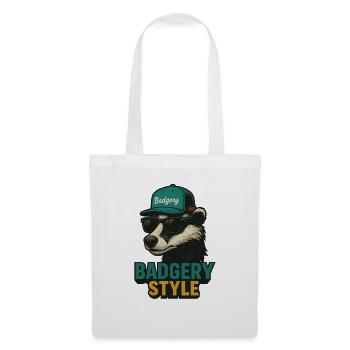 Style Badgery : Ours avec casquette et lunettes de soleil - Sac en tissu - blanc - Devant