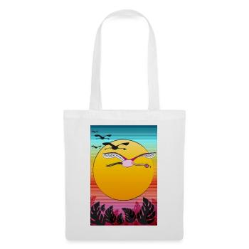Fliegende Flamingos im Sonnenuntergang - Stoffbeutel - Weiß - Vorne