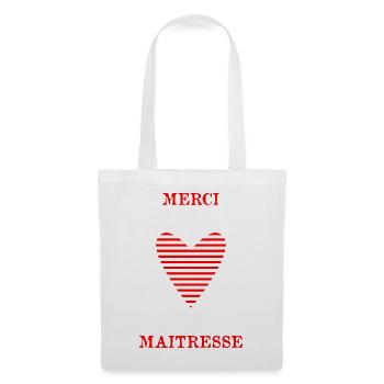 MERCI. MAÎTRESSE. COEUR. MAÎTRE. MERCI MAÎTRESSE. - Sac en tissu - blanc - Devant