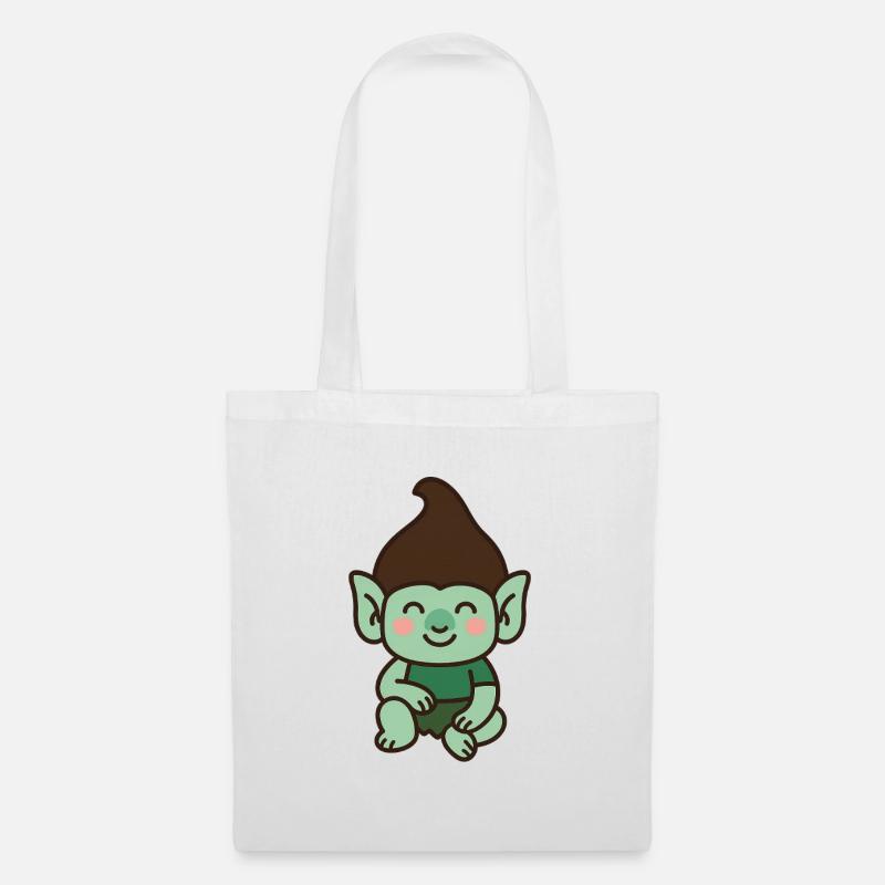 Niedlicher Troll – Kawaii-Stil - Stoffbeutel - Weiß