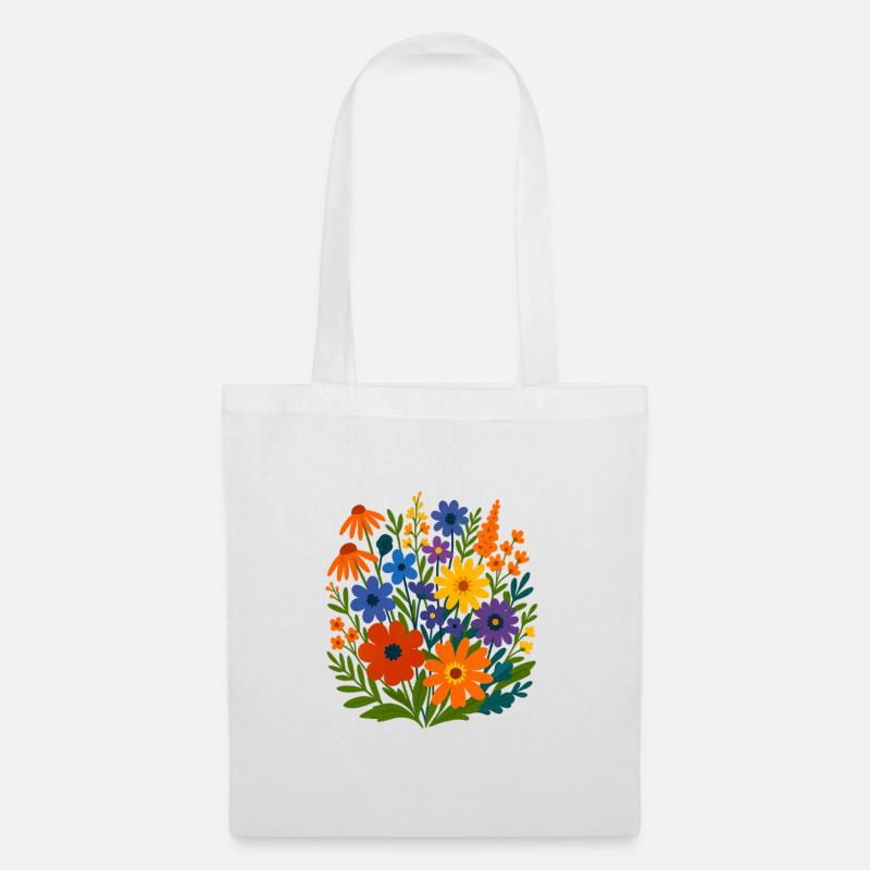 Wildblumen-Blütenlandschaft - Stoffbeutel - Weiß