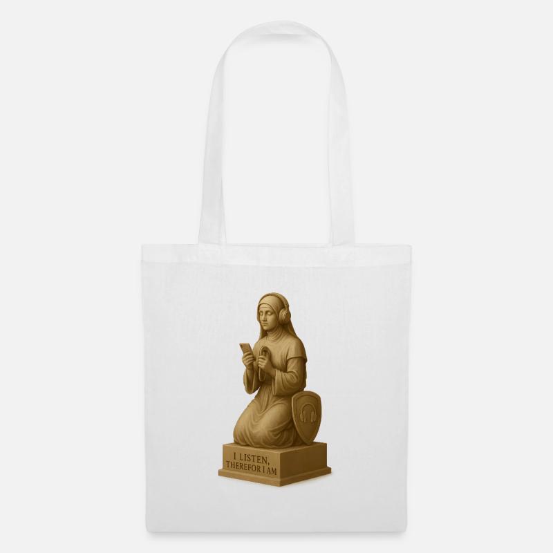 Meditative Listener Ghost Sculpture - Tote Bag - white